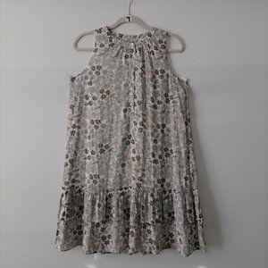 Loft Womens Multicolor Sleeveless Round Neck Floral Ruffle Shift Dress Size S